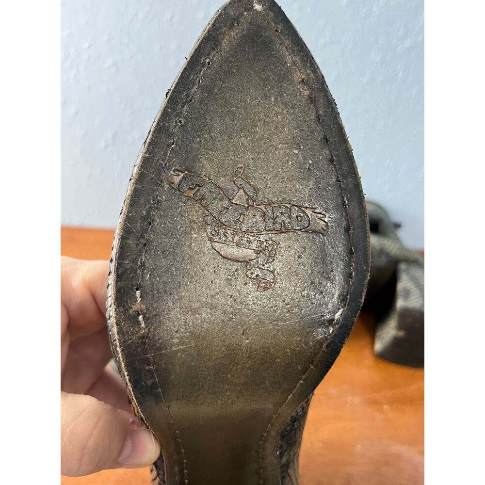 Freebird Leather Lace Up Ankle Boots Size 8 Snake Print Chunky Heels Western - Picture 9 of 10